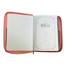 Biblia RVR 1960 Letra Grande Tamaño Manual Símil Piel Duotone Rosa Café con Índice con Cierre