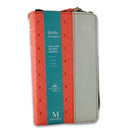 Biblia Chequera para Mujeres RV1960 coral y gris pequeña con lazo y agarradera de mano