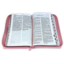 Biblia RVR 1960 Letra Grande Tamaño Manual Símil Piel Duotone Rosa Café con Índice con Cierre