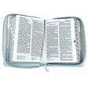 BIBLIA DE BOLSILLO REINA VALERA 1960 TRICOLOR BLANCO GRIS TURQUESA CON CIERRE