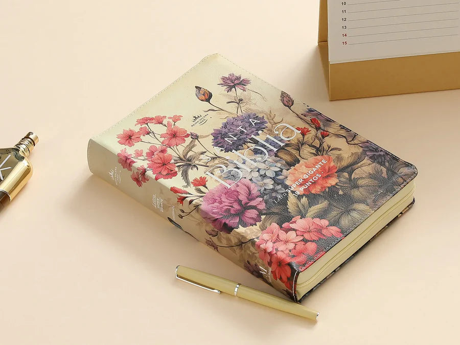 Santa Biblia Letra Super Gigante 19 Puntos RVR 1960 – Floral Coral – NEUF