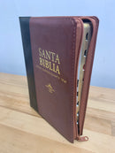 Biblias de letra súper gigante Reina Valera 1960 con cierre índice café marrón 19 puntos