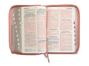 Biblia RVR 1960 Letra Grande Tamaño Manual Símil Piel Duotone Rosa Café con Índice con Cierre
