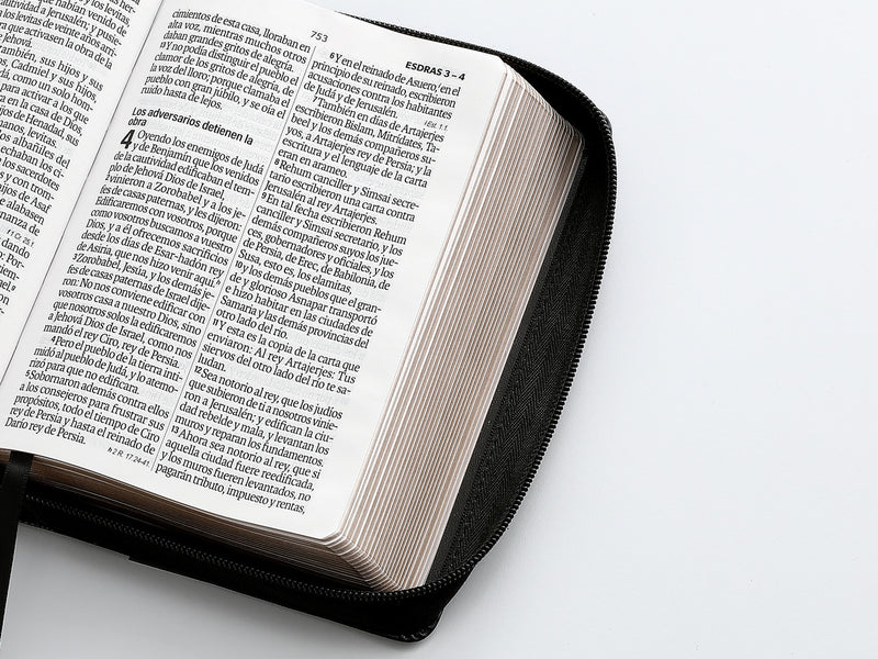 Biblia con Cierre Portátil 12 puntos RV1960, imit piel negro geométrico