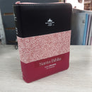Biblia para mujer  Reina Valera 1960 tamaño portátil Letra Grande 11 puntos tres colores negro/rosa