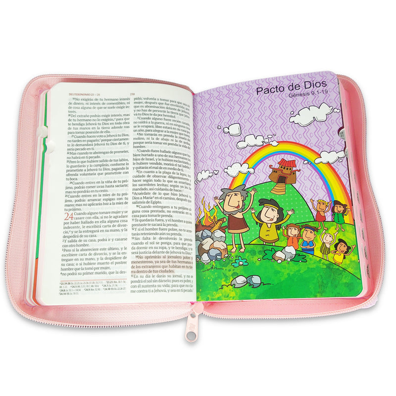 Biblia Ilustrada para niñas  fuente de bendciones cierre indice  rosa