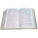 Biblia Portátil Letra Grande 12 puntos RV1960, imit piel flores crema con canto floral