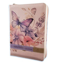Biblia con Cierre Portátil Letra Grande 12 puntos RV1960, imit piel flores rosa con índice y canto floral