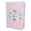 Biblia con Cierre Compacta 10 puntos RV1960 imit piel rosa mariposas floral con índice y canto floral