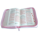 Biblia con Cierre Compacta 10 puntos RV1960 imit piel rosa mariposas floral con índice y canto floral