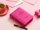 Biblia con Cierre Portátil Letra Grande 12 puntos RV1960, imit piel fucsia floral