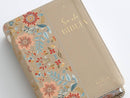 Biblia Portátil Letra Grande 12 puntos RV1960, imit piel flores crema con canto floral