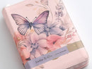 Biblia con Cierre Portátil Letra Grande 12 puntos RV1960, imit piel flores rosa con índice y canto floral