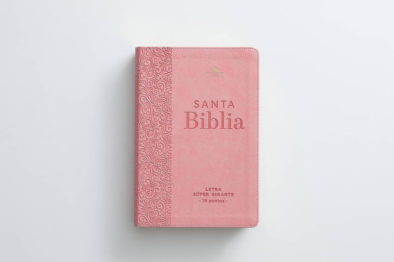 Biblia RVR60 letra gigante  19 puntos Rosa Floral piel imitacion tamano manual