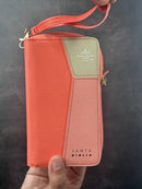 Biblia Chequera Letra 8.5 puntos RV1960 imit piel coral y beige con indice