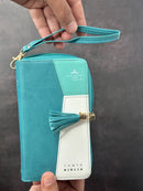 Biblia Chequera RV1960, imit. piel turquesa y blanco con índice