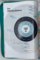 Bíblia letra grande 12 puntos mariposa reina Valera 1960 turquesa floral cierre INDICE