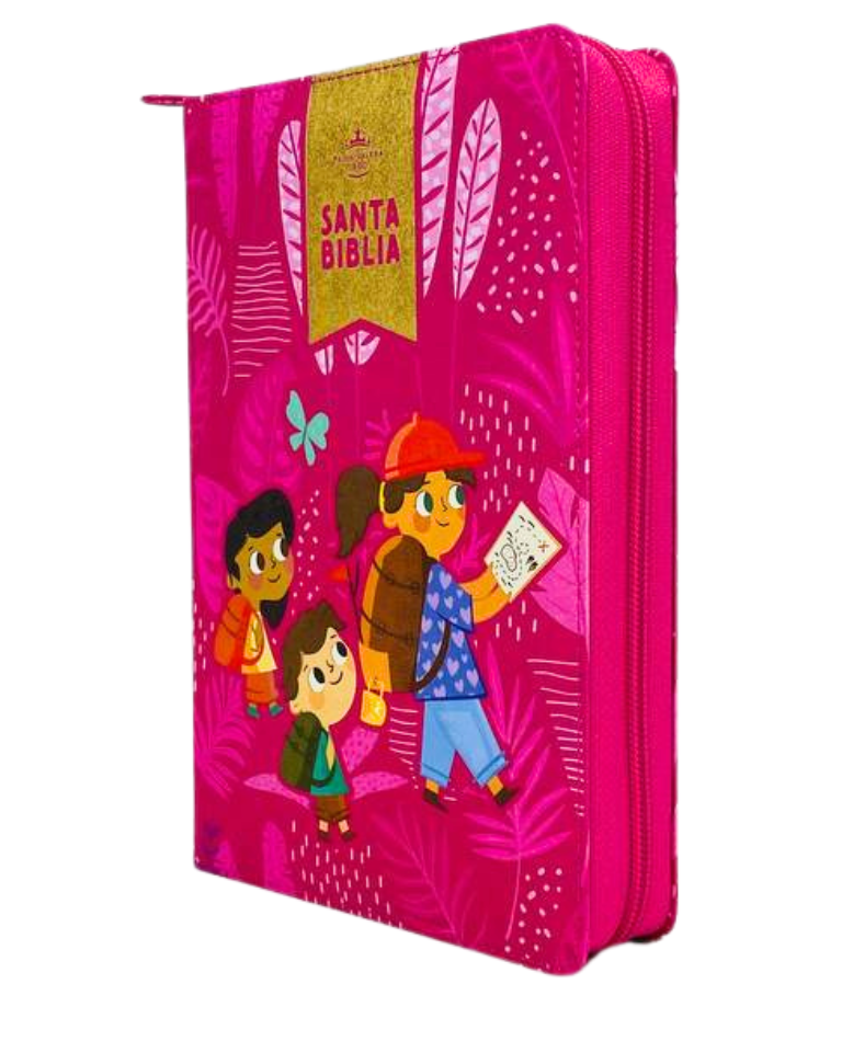 Biblia para ninas letra grade interactiva  RV1960 Rosa ciere con indice