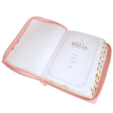 Biblia para Mujer Letra Gigante 15 puntos con Cierre Reina Valera 1960 floral rosado y con indice