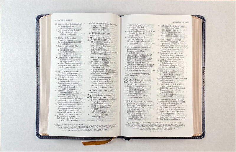 NBLA, Santa Biblia, Ultrafina, Letra grande, Leathersoft, Azul, Palabras de Jesús en rojo