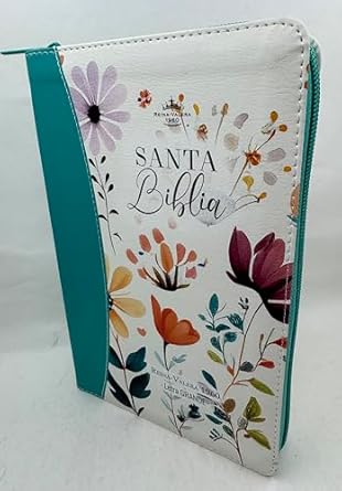 Biblia CON Cierre Letra Grande ManuaL 12puntos Jardin Turquesa Rv1960 indice canto floral