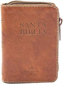 Biblia Reina Valera 1960 en tamano mini bolsillo con Cierre, Indice, Senti Piel en color Cafe