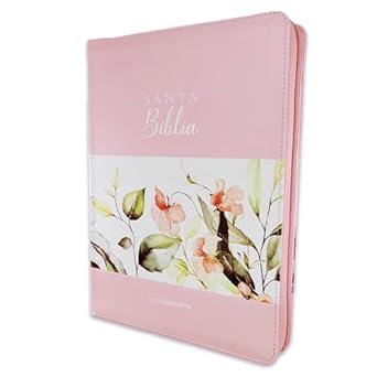 Biblia para Mujer Letra Gigante 15 puntos con Cierre Reina Valera 1960 floral rosado y con indice