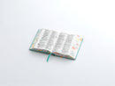 Biblia Portátil 12 puntos RV1960, imit piel flores turquesa con canto floral
