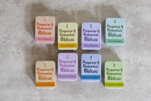 Barajas bíblicas preguntas y repuestas de la biblia bilingüe paquete de 8 tomos caja de metal