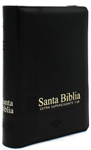 Biblia COMPACTA Letra Grande 9 PUNTOS  zipper RVR 1960 | Imitacion Piel Negro Con IndiCE