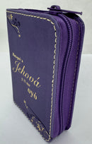Biblia mini bolsillo RV1960 morado con cierre indice SALMOS 34:1BUSQUE A JEHOVA