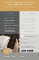 Biblia de referencia en la columna central NTV, letra grande de zíper con Filament (SentiPiel, Verde, Índice, Letra Roja)