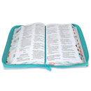 Biblia para Mujeres con Cierre Letra Gigante Manual 14 puntos RV1960 imit piel duotono turquesa floral con indice