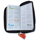 Biblia Chequera para Mujeres RV1960 coral y gris pequeña con lazo y agarradera de mano