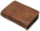 Biblia Reina Valera 1960 en tamano mini bolsillo con Cierre, Indice, Senti Piel en color Cafe