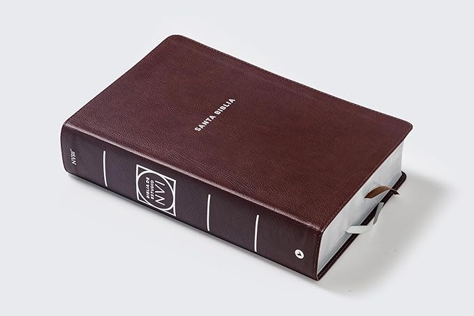 Biblia de Estudio NVI,  actualizada, Revisión 2022, Leathersoft, Café, Letra grande, Interior a color, Palabras de Jesús en Rojo, con Índice,