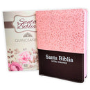Biblia Quinceanera con Cierre Compacta RV1960 imit piel rosa floral y marron indice
