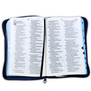 Biblia con Cierre Compacta Letra Gigante 14 puntos RV1960, tapa vinilo azul con índice