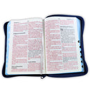 Biblia con Cierre Compacta Letra Gigante 14 puntos RV1960, tapa vinilo azul con índice