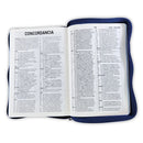 Biblia con Cierre Compacta Letra Gigante 14 puntos RV1960, tapa vinilo azul con índice