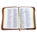 Biblia con Cierre Compacta Letra Grande RV1960, imit piel corona de espinas café con índice