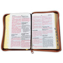 Biblia con Cierre Compacta Letra Grande RV1960, imit piel corona de espinas café con índice