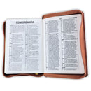 Biblia con Cierre Compacta Letra Grande RV1960, imit piel corona de espinas café con índice