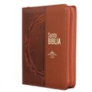 Biblia con Cierre Compacta Letra Grande RV1960, imit piel corona de espinas café con índice