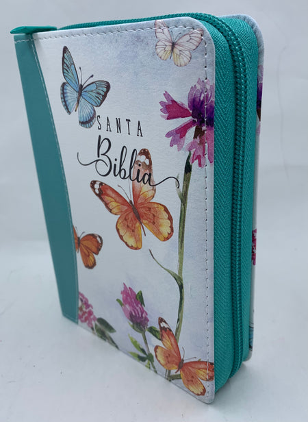 Biblia tamaño bolsillo Reina Valera 1960 para mujer cirre índice mariposas conto pintado