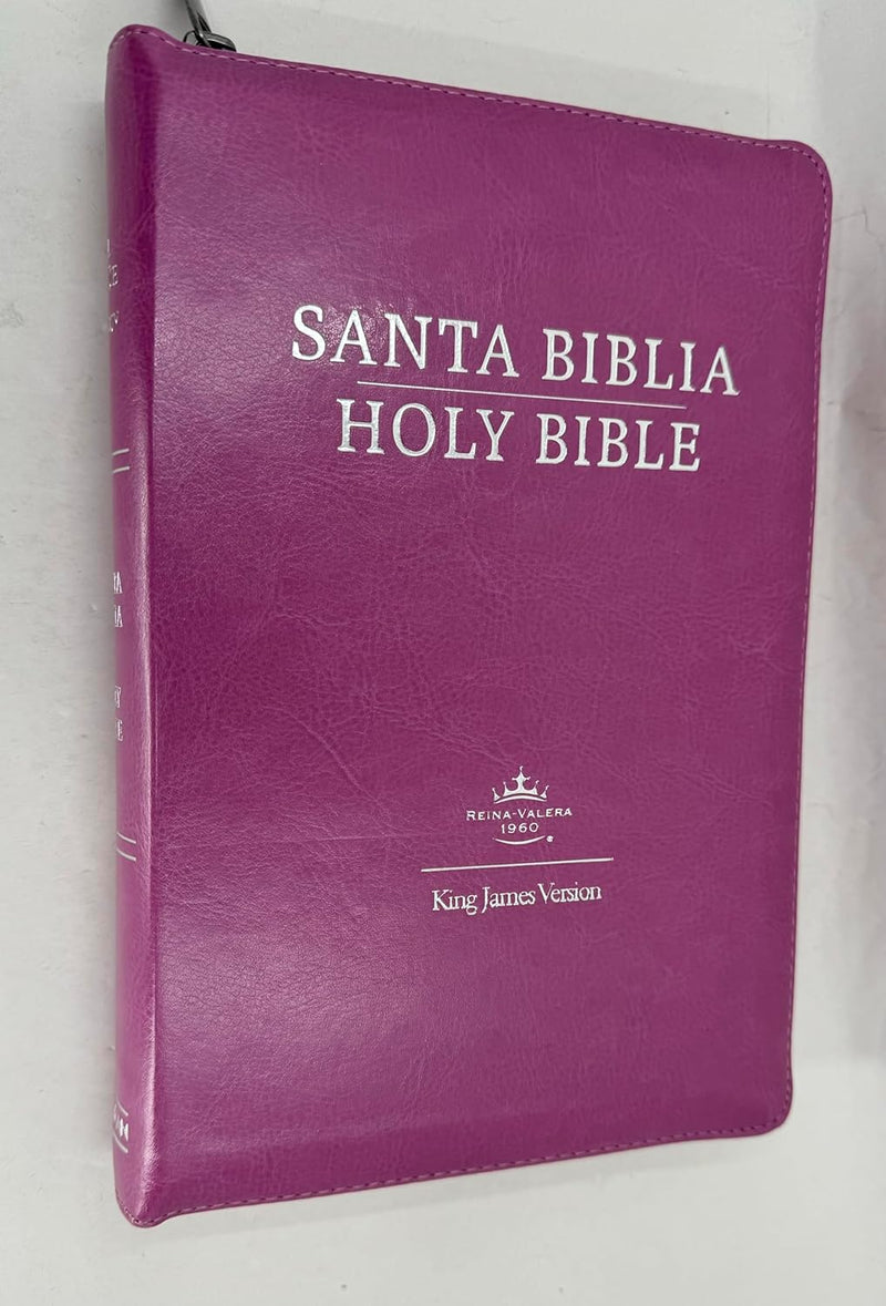 Bíblia bilingüe bilingual bible kjv para jovencitas reina Valera 1960 rosa cierre índice tamaño personal