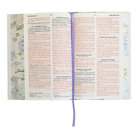 Biblia Letra Grande 12 puntos para Mujer RV1960 tapa dura violeta floral con elástico