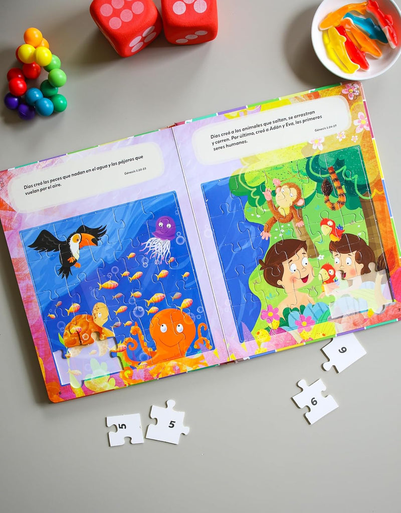 Rompecabezas Bíblico 6 en 1 para Niños | Actividades Bíblicas para Niños | La Vida de Jesús con Puzzles | Edades 3 a 5 (Rompecabezas Bíblico 6 En 1/ 6 -in- 1 Puzzle Bible Book