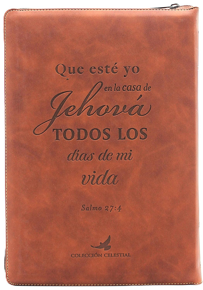 Biblia de Estudio Reina Valera 1960 ArcoIris en nueva letra grande 14 puntos  con Cierre Indice Senti Cuero color Cafel Una cosa he demandado a Jehova esta buscare