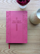 Bilingual Bible / Biblia bilingüe NLT/NTV (LeatherLike, Pink Rose